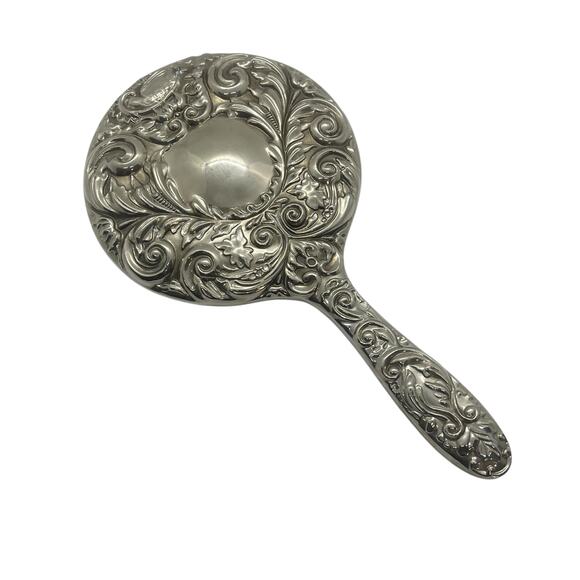 Vintage Silver Tone Carved Vanity Set Mirror Brush Perfume - Picture 9 of 16